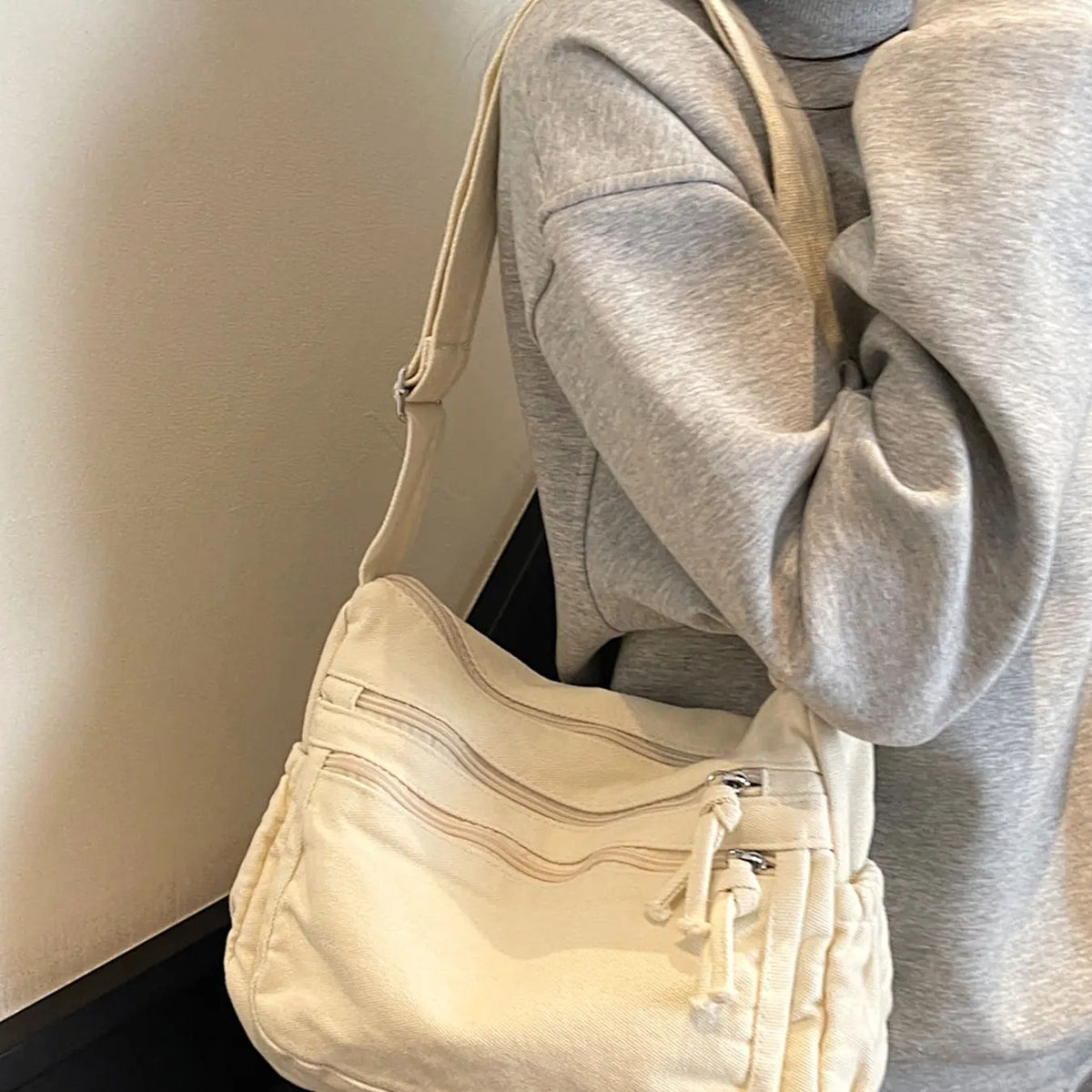 Distressed Canvas Crossbody Bag