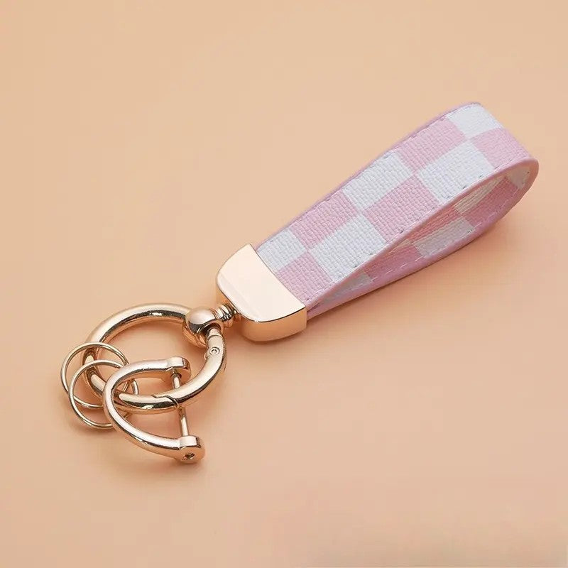 Checkered Horseshoe Keychain