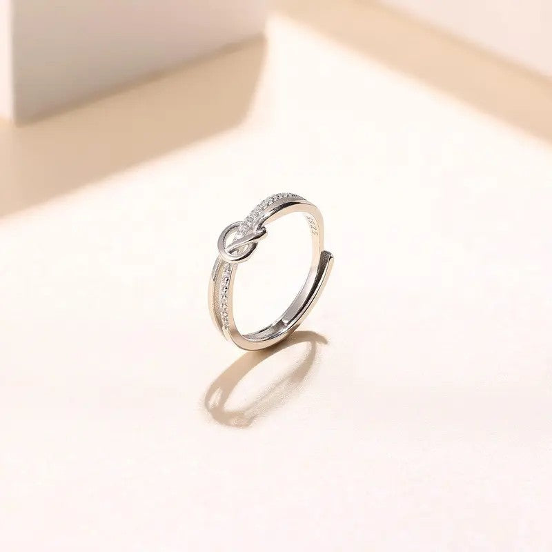 Crystal Paved Love Knot Ring