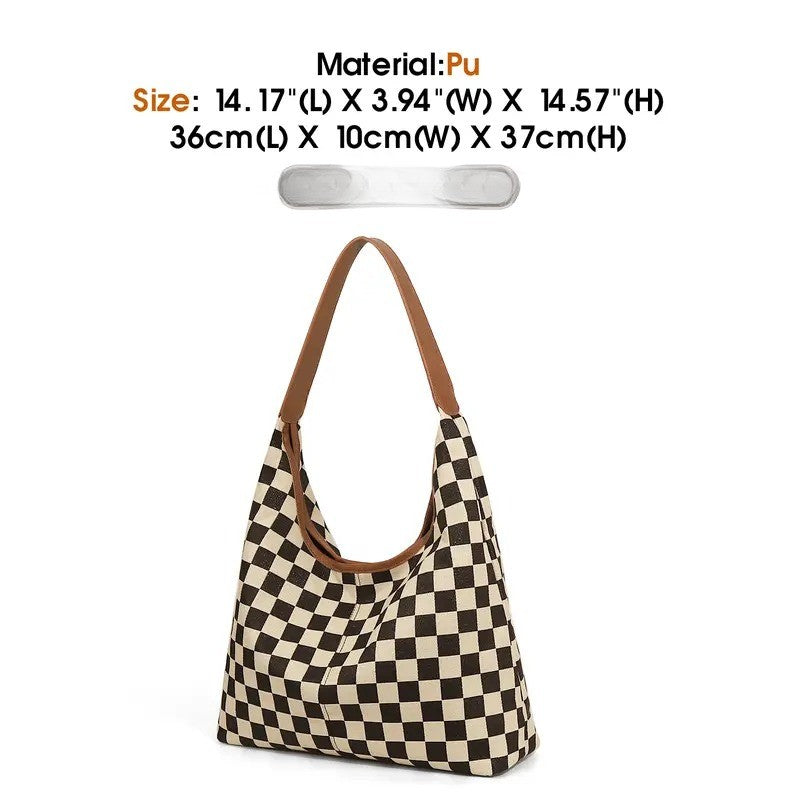 Checkerboard Shoulder Tote