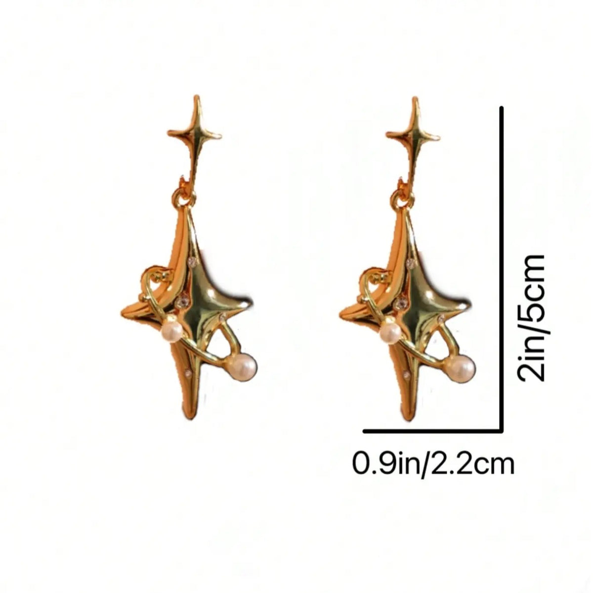 Star & Pearl Dangle Earrings