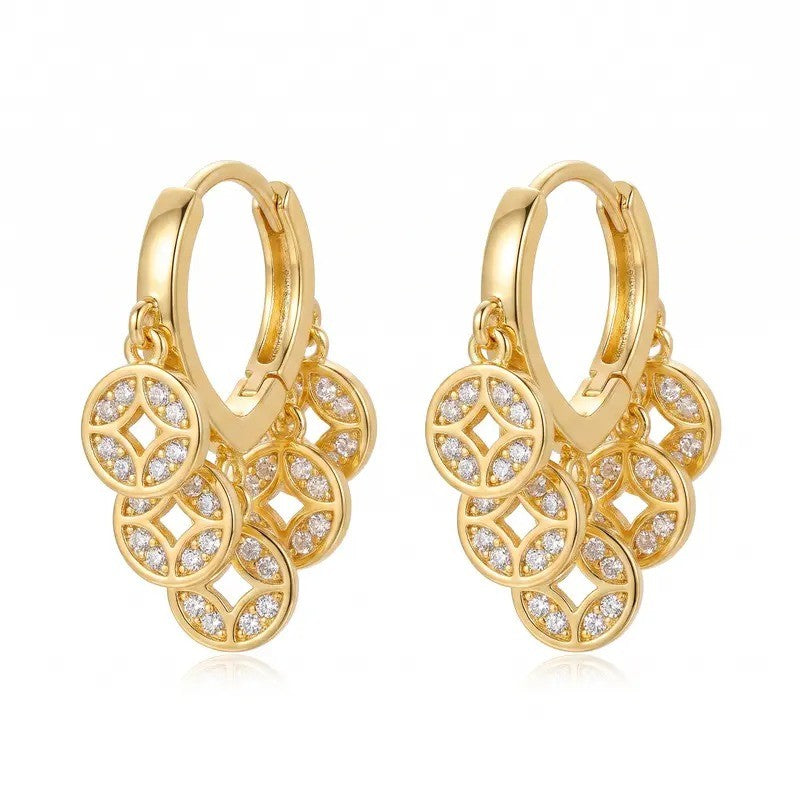 Crystal Lattice Cluster Hoop Earrings