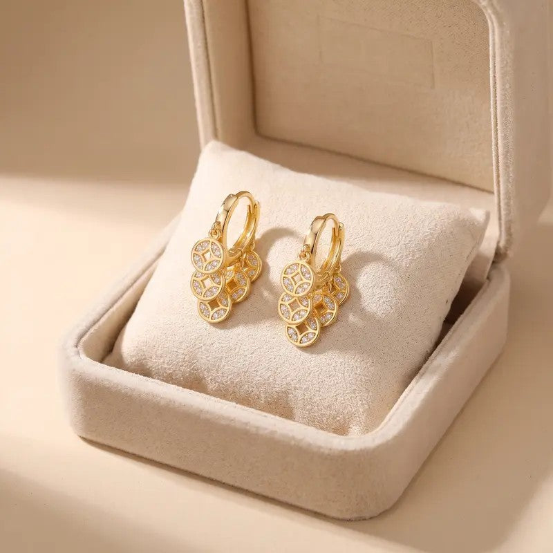 Crystal Lattice Cluster Hoop Earrings