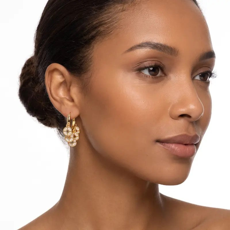 Crystal Lattice Cluster Hoop Earrings