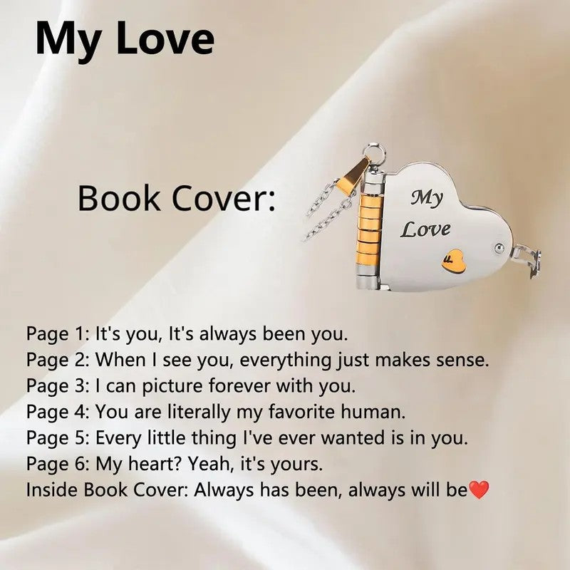 My Love Heart Book Necklace