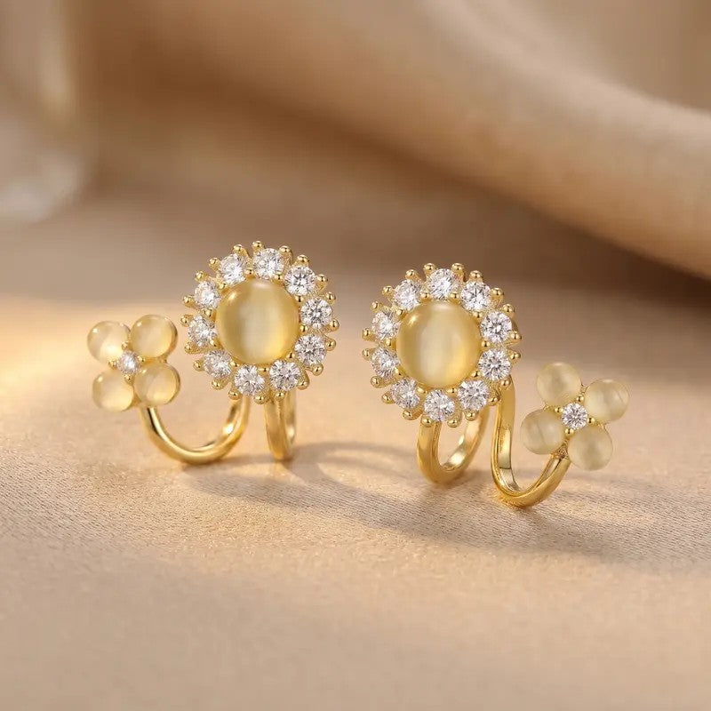 Floral Pearl & Crystal Ear Cuff
