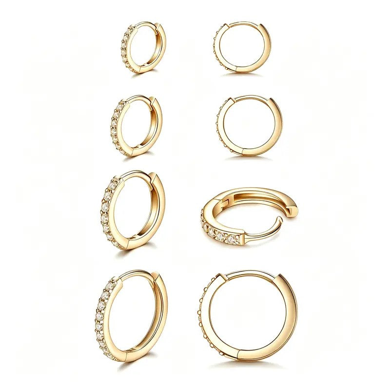 Crystal Huggie Hoop Earring Set
