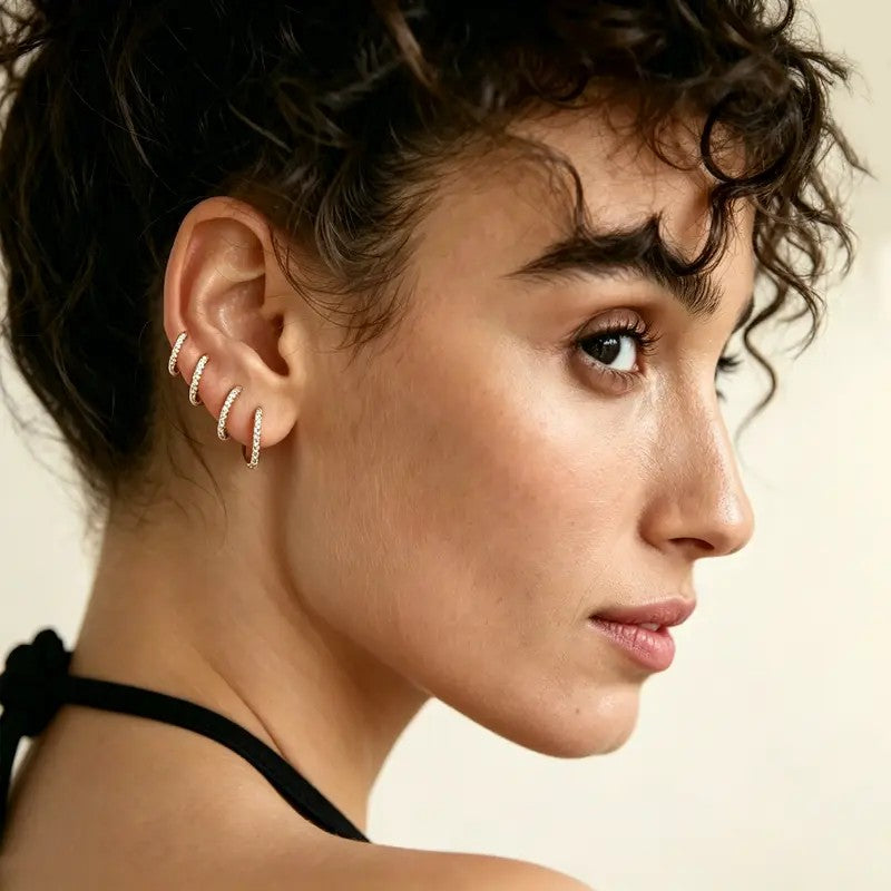 Crystal Huggie Hoop Earring Set