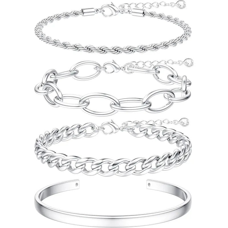 Mixed Chain & Cuff Bracelet Set