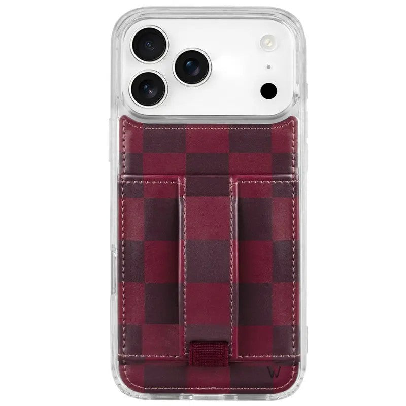 Burgundy Check Wallet Phone Case