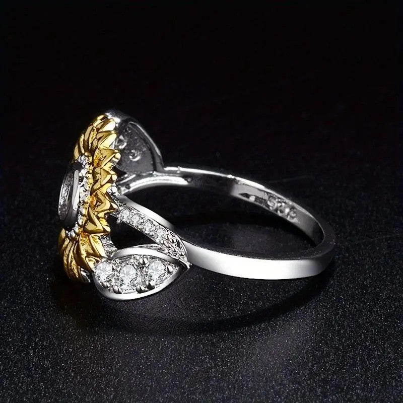 Yellow Sunflower Crystal Ring