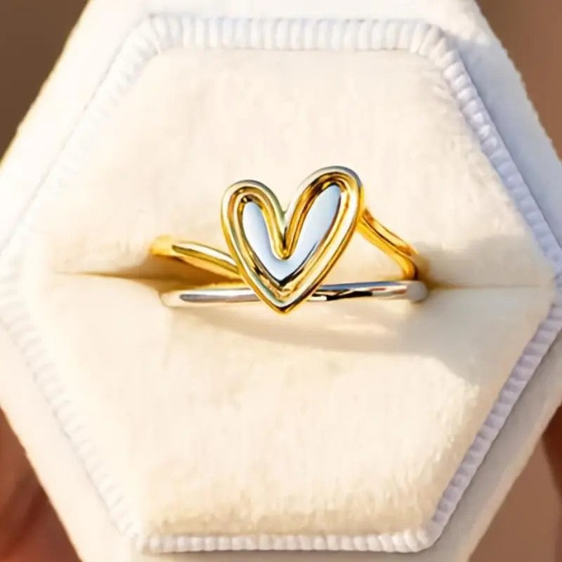 Two-Tone Heart Ring