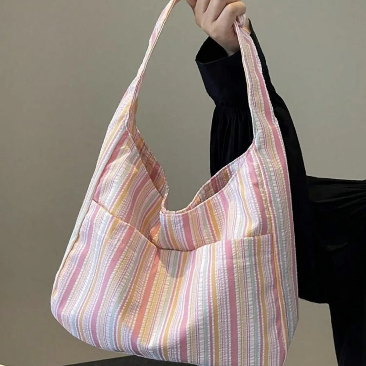 Pastel Stripe Canvas Tote