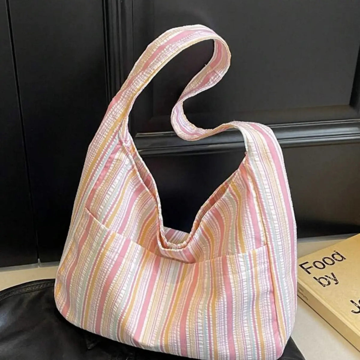 Pastel Stripe Canvas Tote