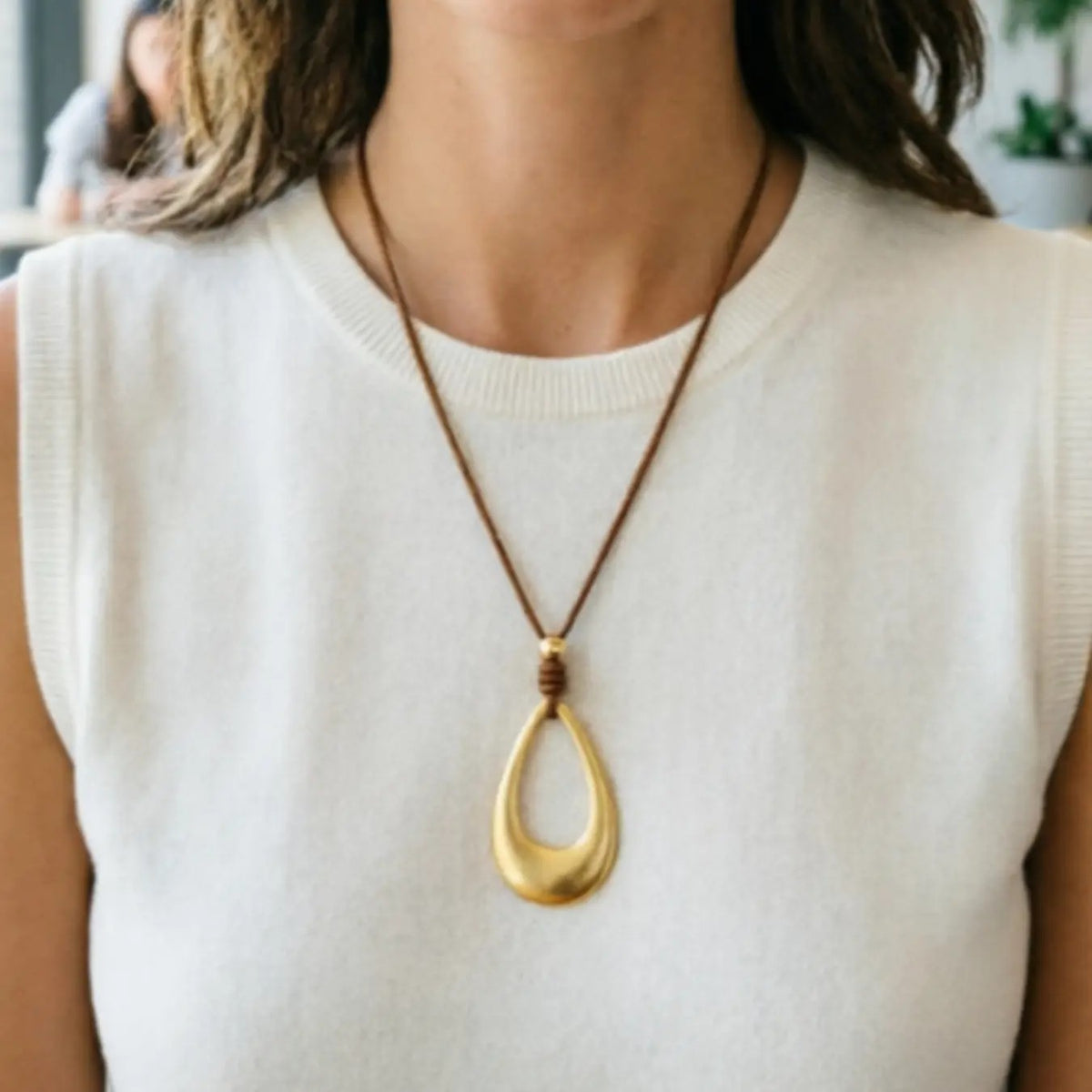 Open Teardrop Cord Necklace