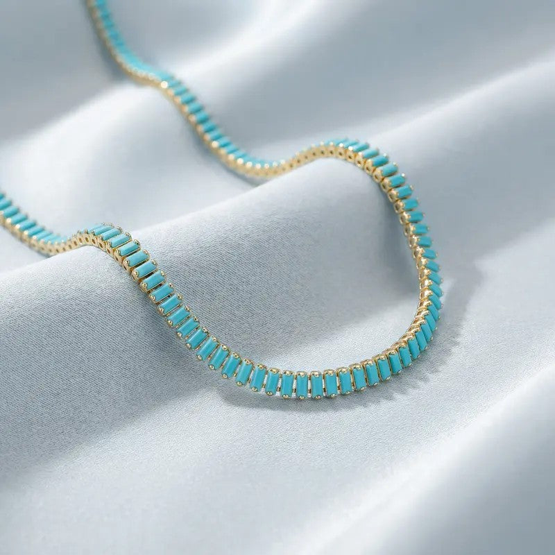 Turquoise Glass Chain Necklace