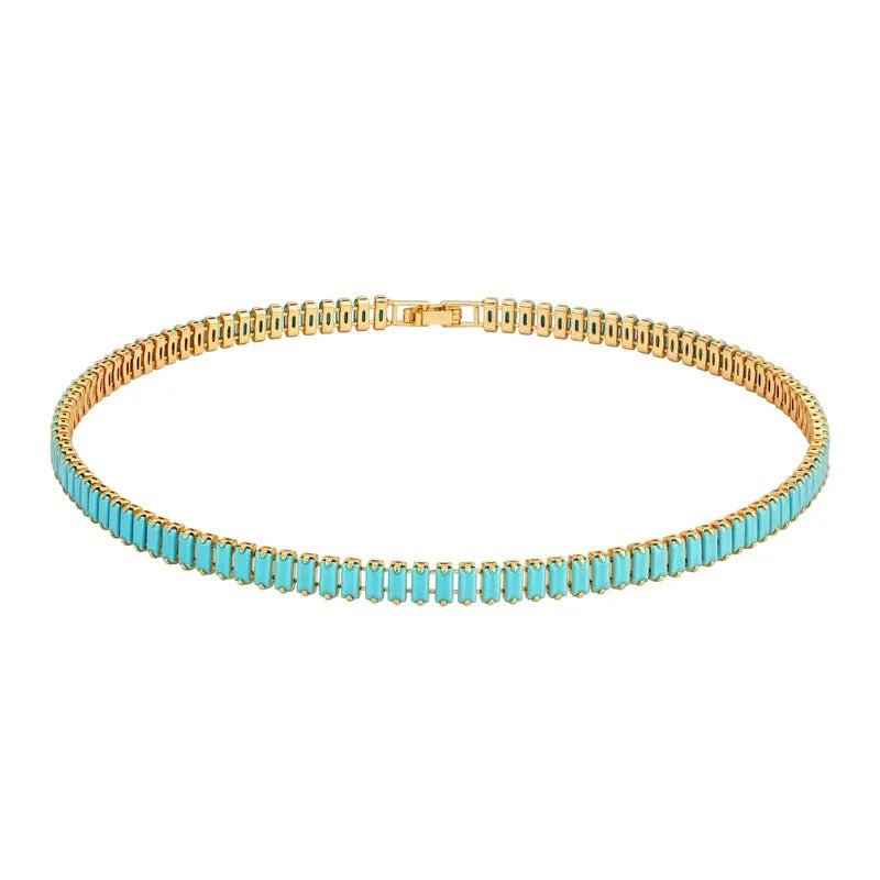 Turquoise Glass Chain Necklace