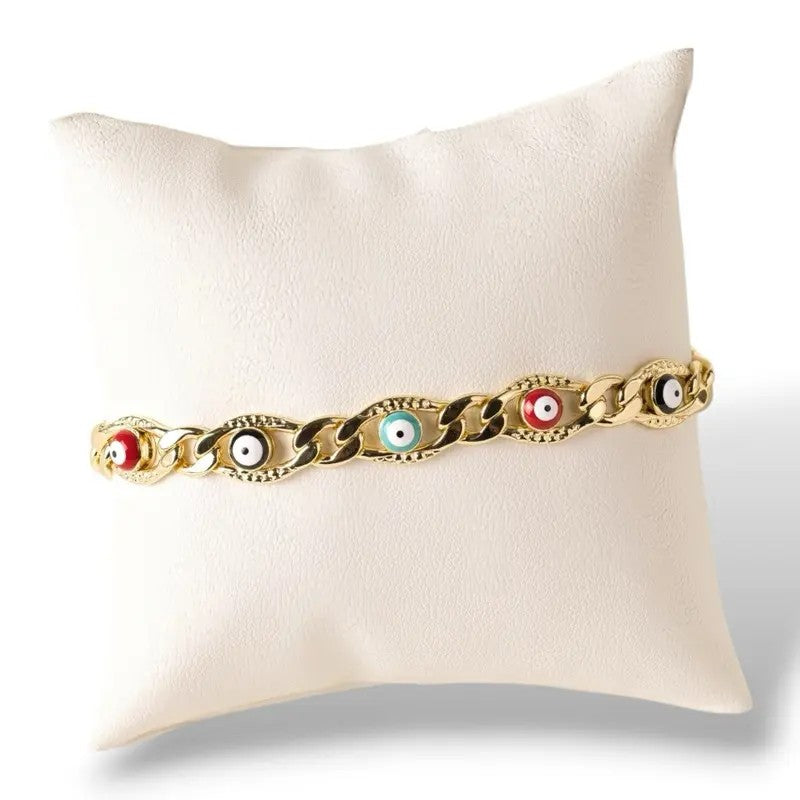 Multicolor Evil Eye Link Bracelet