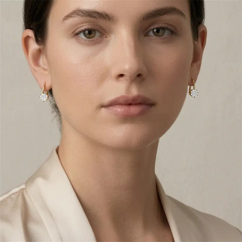 Crystal Solitaire Huggie Earrings