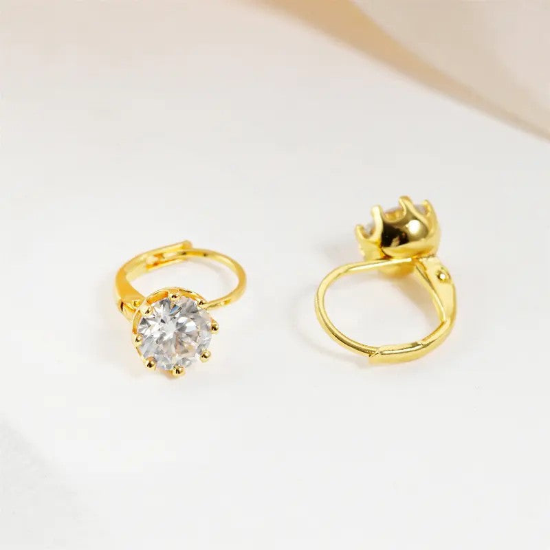 Crystal Solitaire Huggie Earrings