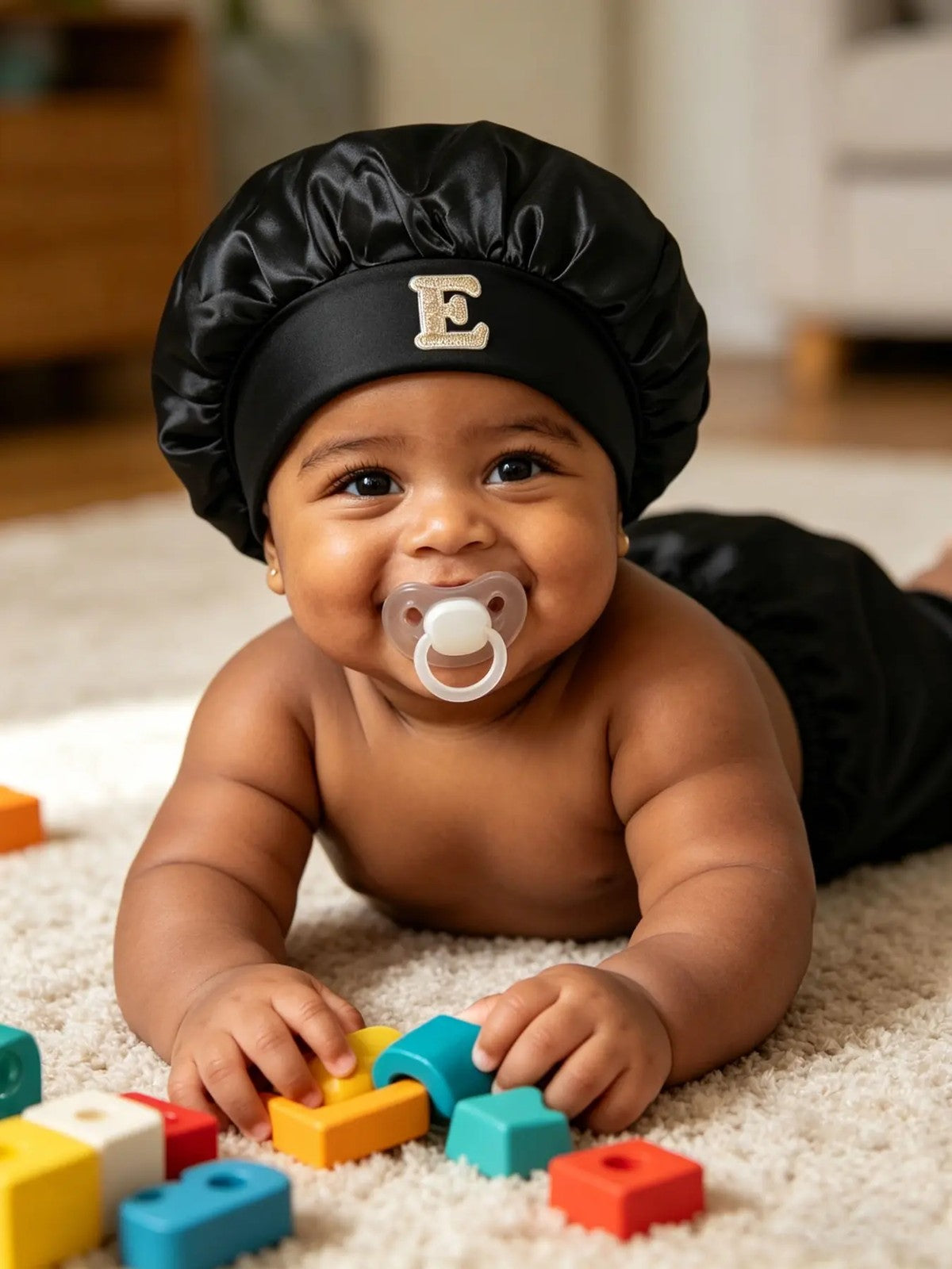 Baby Initial Satin Sleep Bonnet