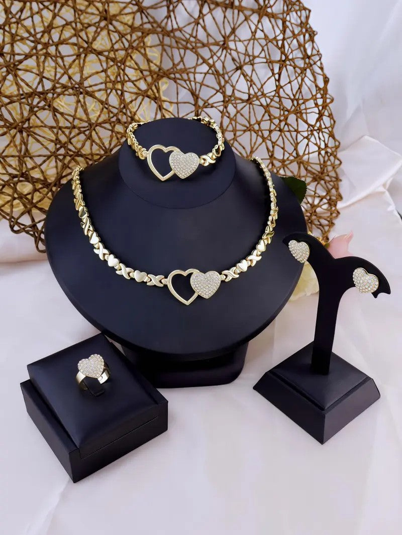 Interlocking Heart Link Jewelry Set