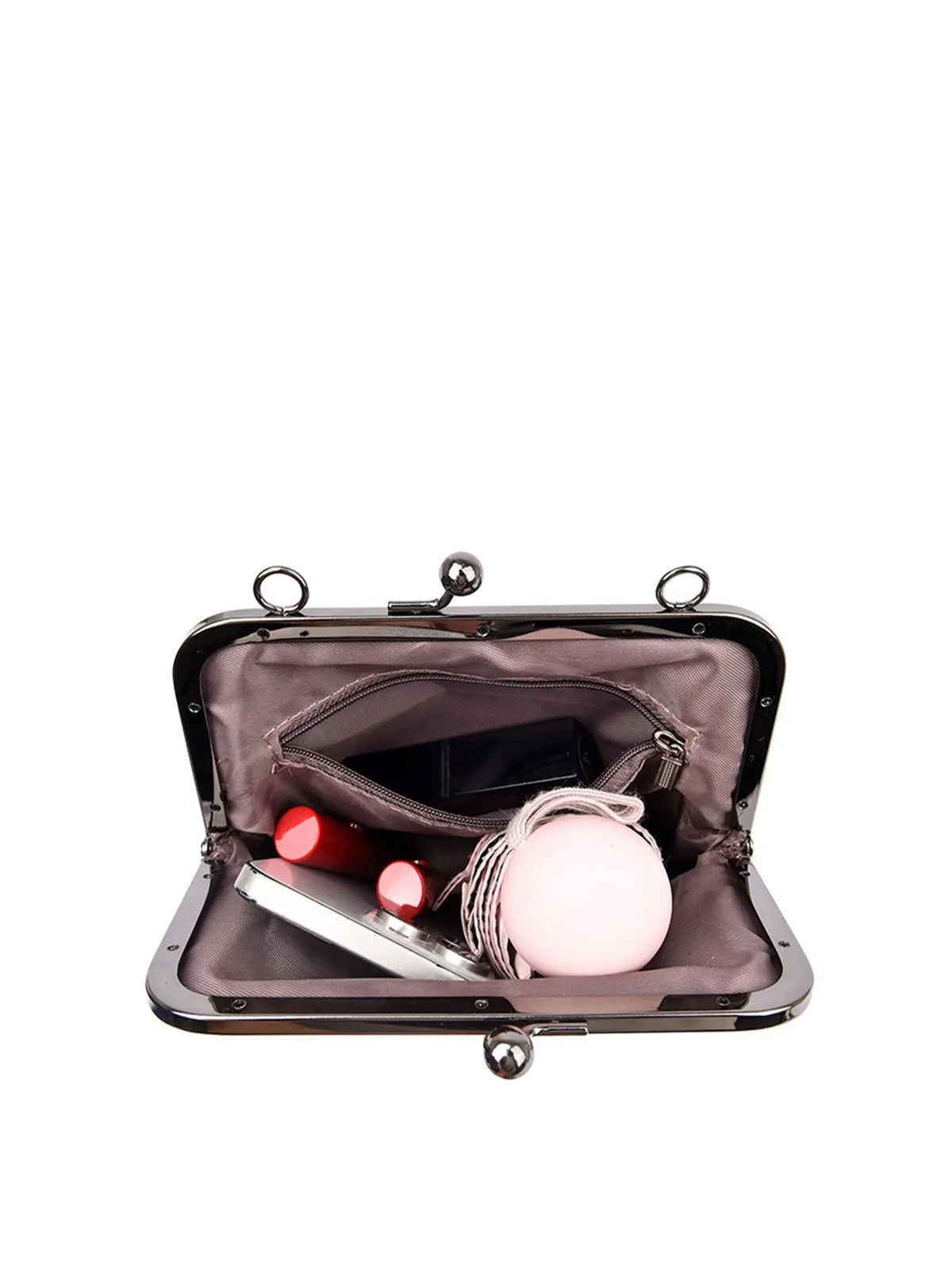 Embossed Floral Kiss Lock Bag