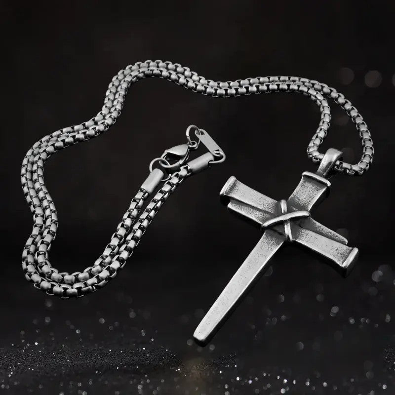 Nail Wrap Cross Pendant Necklace