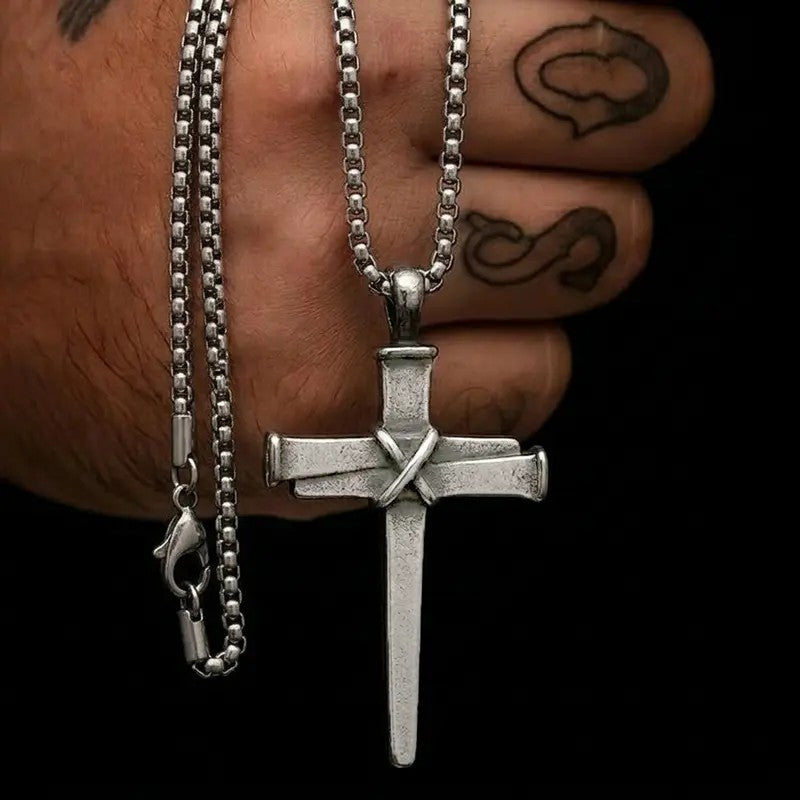 Nail Wrap Cross Pendant Necklace