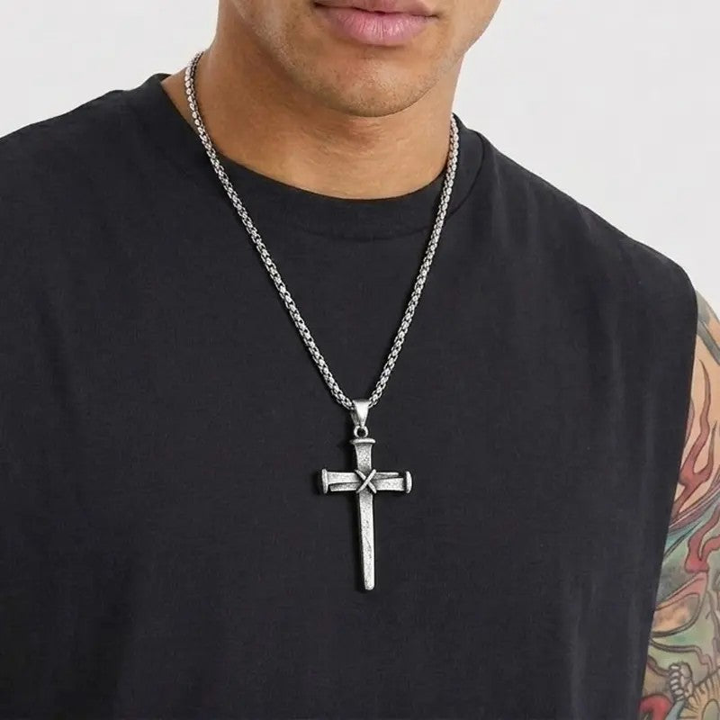 Nail Wrap Cross Pendant Necklace