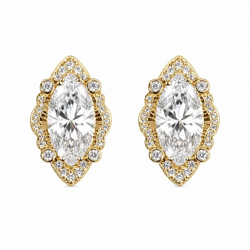 Marquise Crystal Halo Stud Earrings