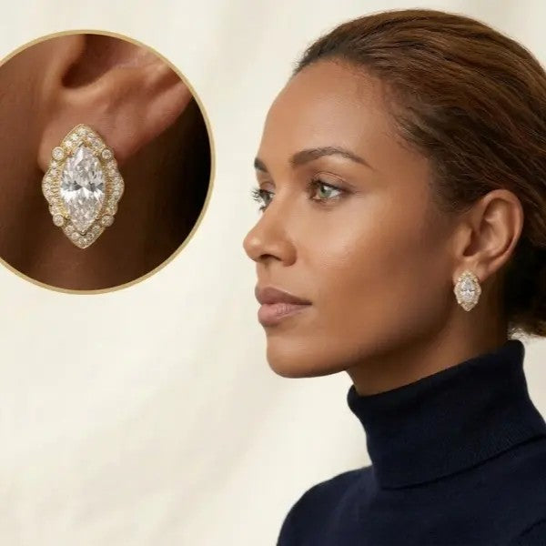 Marquise Crystal Halo Stud Earrings