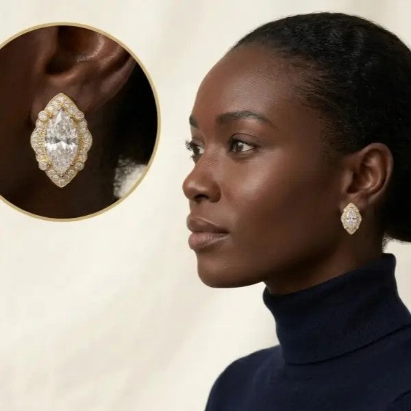 Marquise Crystal Halo Stud Earrings