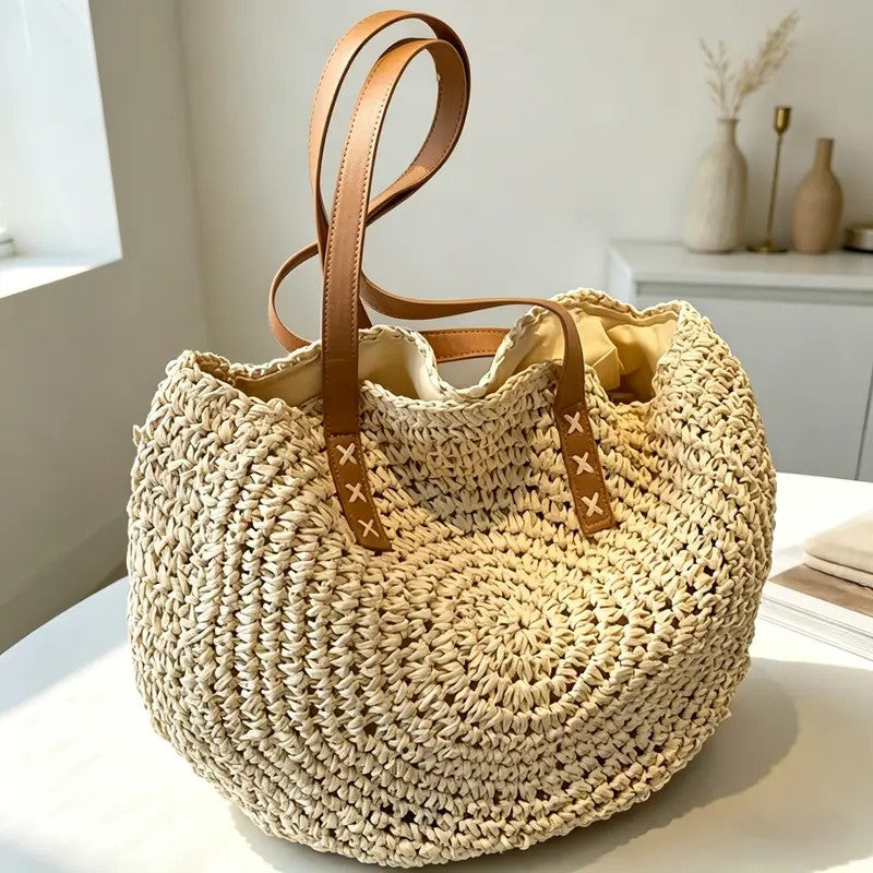 Woven Straw Tote Bag