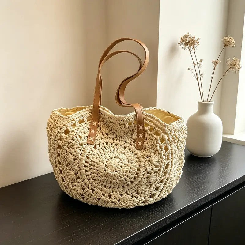 Woven Straw Tote Bag