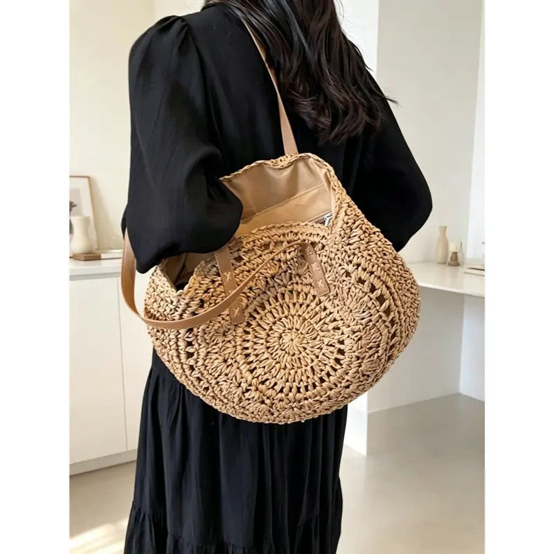 Woven Straw Tote Bag