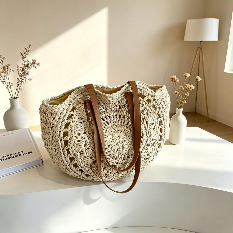 Woven Straw Tote Bag