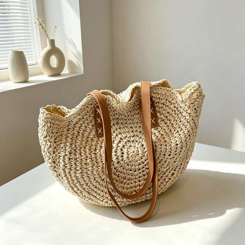 Woven Straw Tote Bag