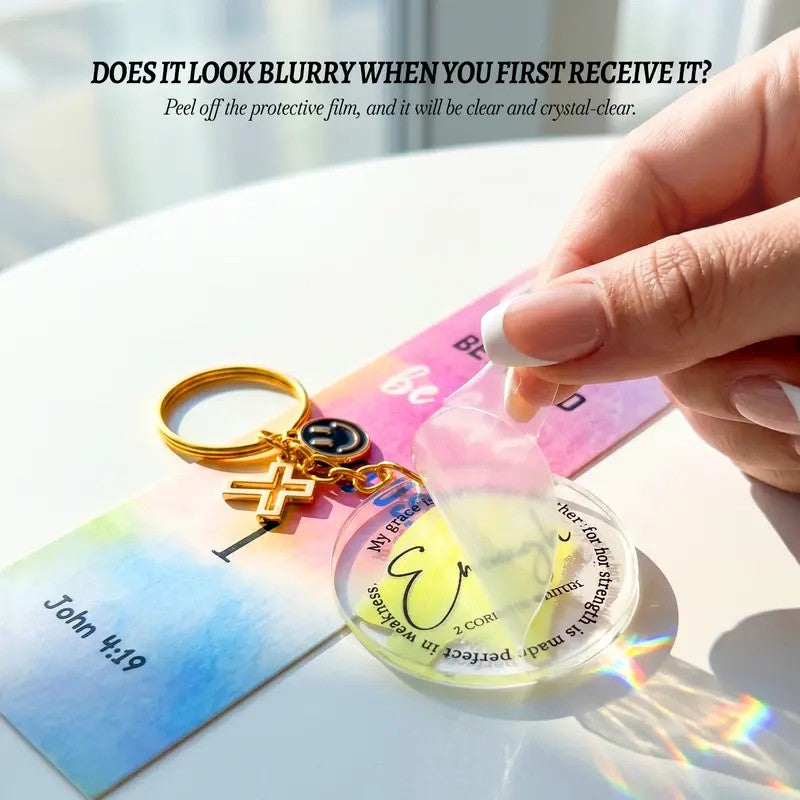 Floral Scripture Keychain Set
