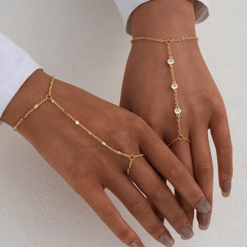 Dainty Teardrop Hand Chain Set