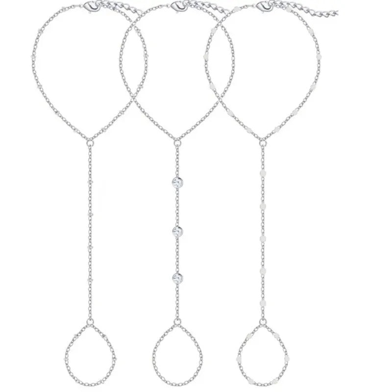 Dainty Teardrop Hand Chain Set