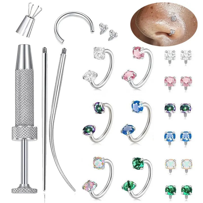 Crystal Nose Ring & Applicator Set