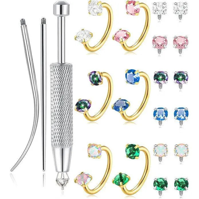 Crystal Nose Ring & Applicator Set