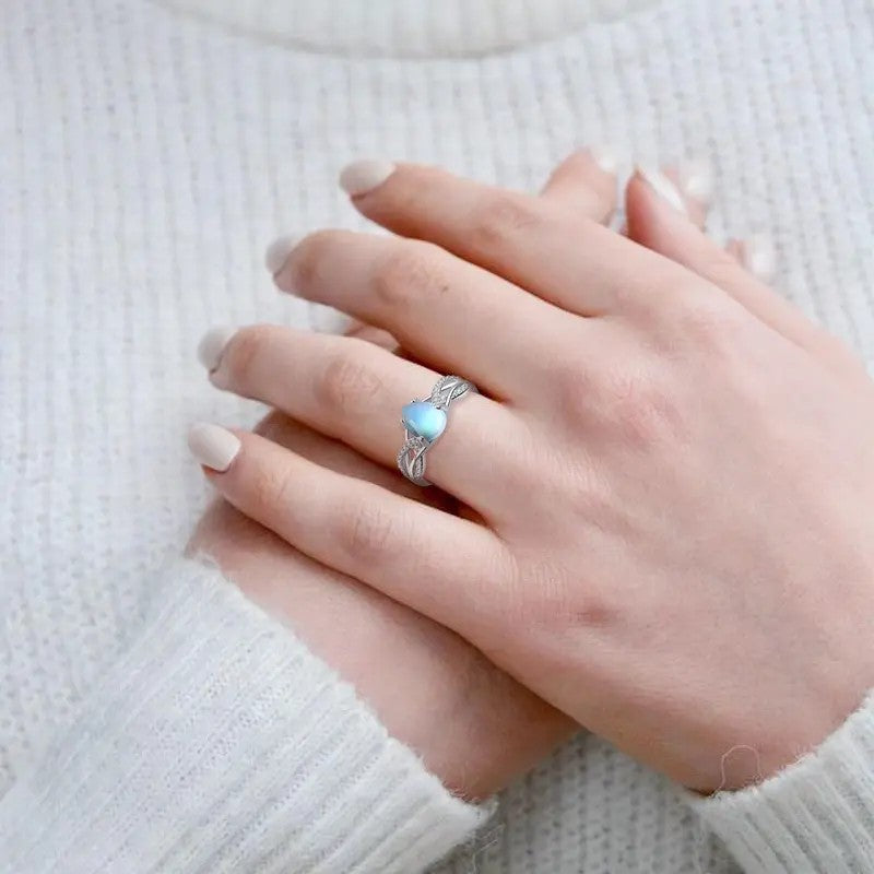 Blue Heart Twisted Band Ring