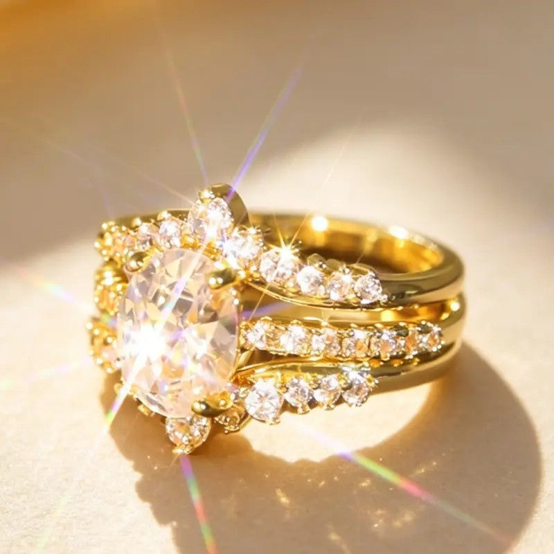Marquise Crystal Split Band Ring Set
