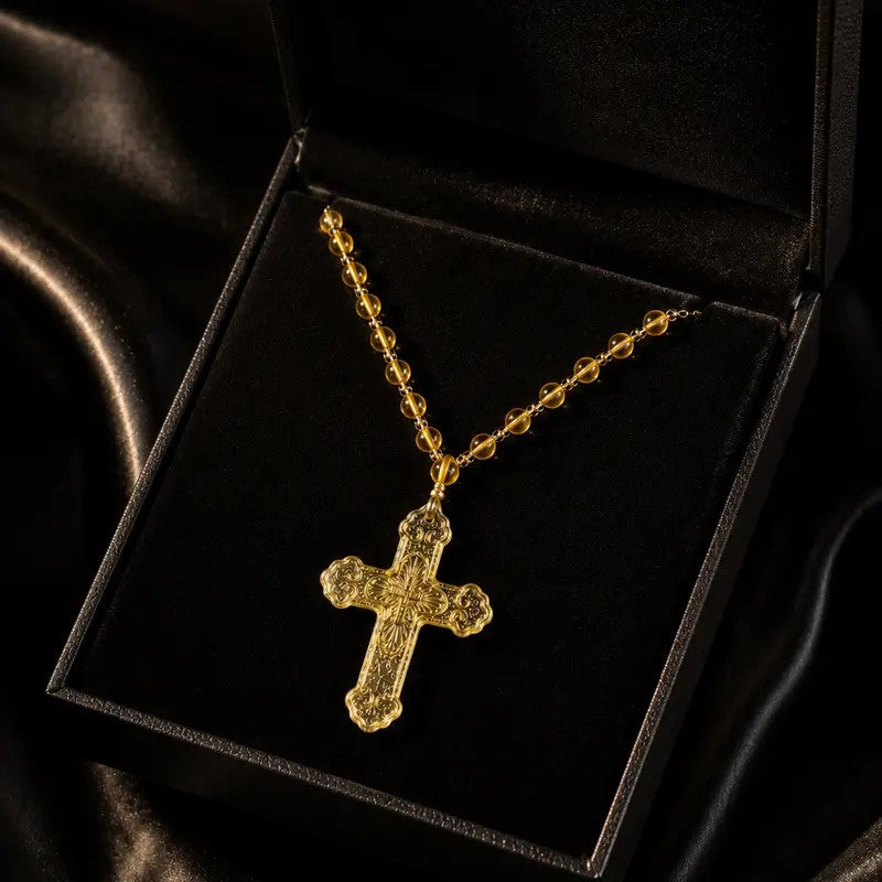 Liuli Glass Cross Necklace