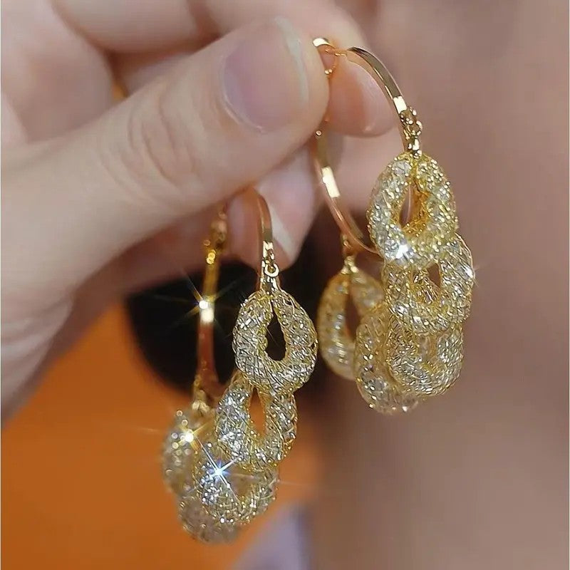 Textured Interlocking Oval Hoop Earrings