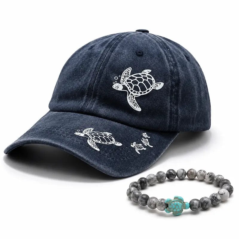 Sea Turtle Cap & Bracelet Set