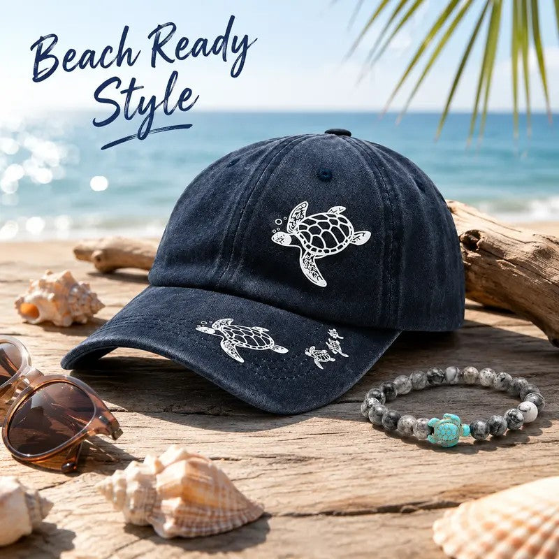 Sea Turtle Cap & Bracelet Set