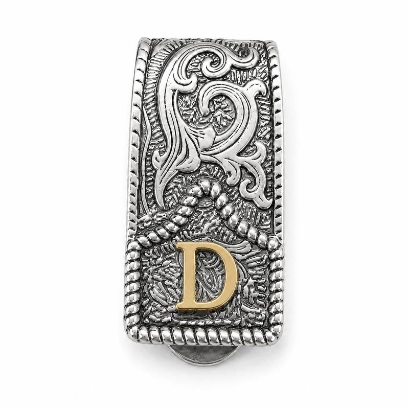 Western Scroll Initial Money Clip